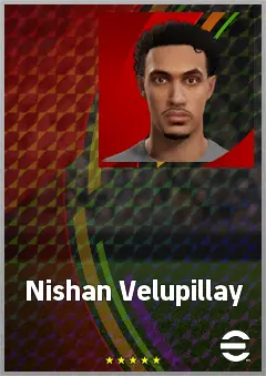 Nishan Velupillay eFootball 2026 player card, 70 OVR LWF