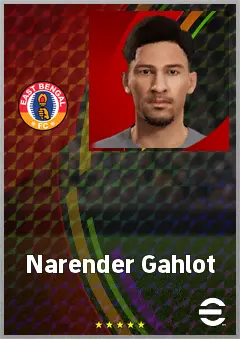 Narender Gahlot eFootball 2026 player card, 62 OVR CB