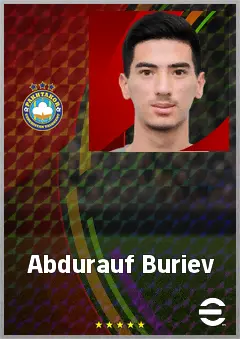 Abdurauf Buriev eFootball 2026 player card, 66 OVR DMF