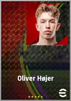 Oliver Højer eFootball 2026 player card, 62 OVR CMF