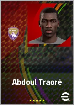 Abdoul Traoré eFootball 2026 player card, 65 OVR CMF