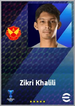 Zikri Khalili eFootball 2026 player card, 68 OVR RB