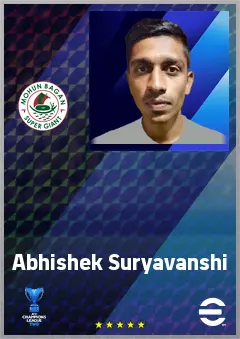 Abhishek Suryavanshi eFootball 2026 player card, 63 OVR DMF