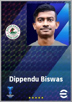 Dippendu Biswas eFootball 2026 player card, 62 OVR CB
