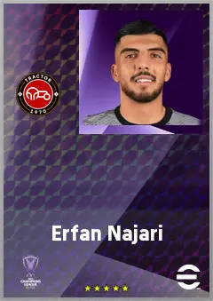 Erfan Najari eFootball 2026 player card, 62 OVR GK