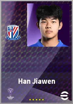 Han Jiawen eFootball 2026 player card, 63 OVR CMF