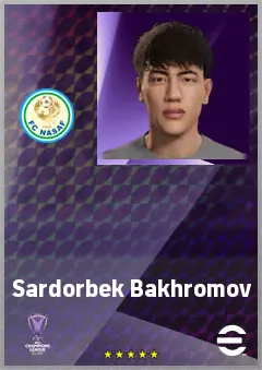 Sardorbek Bakhromov eFootball 2026 player card, 62 OVR LWF