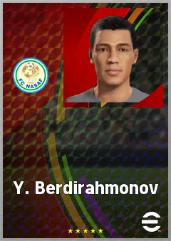 Y. Berdirahmonov eFootball 2026 player card, 59 OVR CMF
