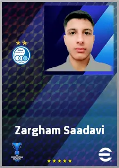 Zargham Saadavi eFootball 2026 player card, 62 OVR CB