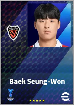 Baek Seung-Won eFootball 2026 player card, 60 OVR RWF