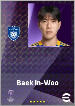 Baek In-Woo eFootball 2026 player card, 63 OVR AMF