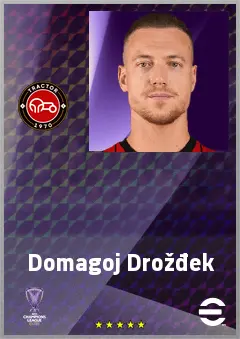 Domagoj Drožđek eFootball 2026 player card, 67 OVR CF