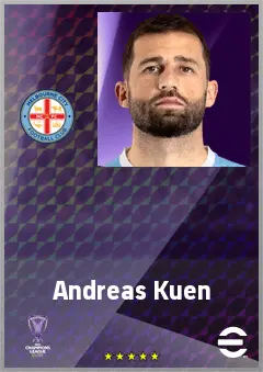Andreas Kuen eFootball 2026 player card, 70 OVR CMF