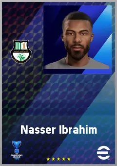 Nasser Ibrahim eFootball 2026 player card, 64 OVR RWF