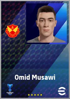 Omid Musawi eFootball 2026 player card, 64 OVR LWF