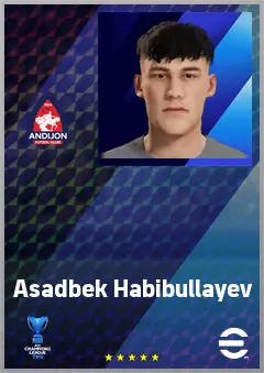 Asadbek Habibullayev eFootball 2026 player card, 63 OVR CB
