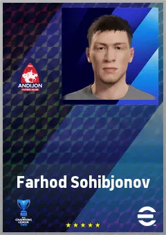 Farhod Sohibjonov eFootball 2026 player card, 65 OVR LWF