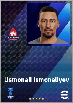 Usmonali Ismonaliyev eFootball 2026 player card, 65 OVR RWF