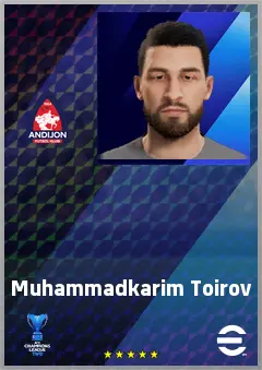 Muhammadkarim Toirov eFootball 2026 player card, 67 OVR CMF