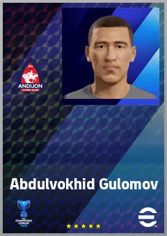 Abdulvokhid Gulomov eFootball 2026 player card, 66 OVR RB