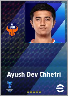 Ayush Dev Chhetri eFootball 2026 player card, 64 OVR AMF