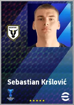 Sebastian Kršlović eFootball 2026 player card, 62 OVR CB