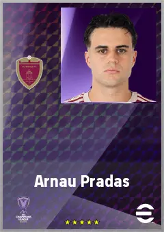 Arnau Pradas eFootball 2026 player card, 65 OVR RWF
