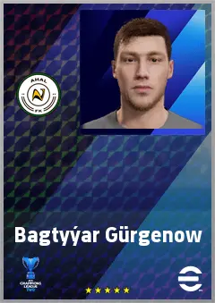 Bagtyýar Gürgenow eFootball 2026 player card, 68 OVR CB
