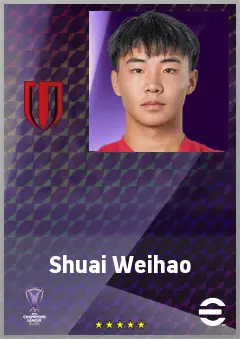 Shuai Weihao eFootball 2026 player card, 63 OVR CF
