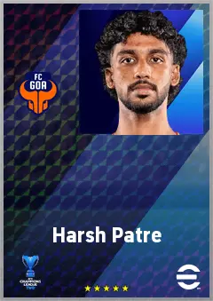 Harsh Patre eFootball 2026 player card, 64 OVR AMF