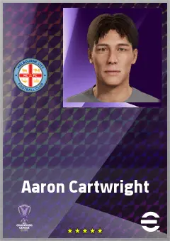 Aaron Cartwright eFootball 2026 player card, 62 OVR RMF