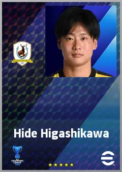 Higashikawa Hide eFootball 2026 player card, 68 OVR CF