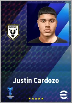 Justin Cardozo eFootball 2026 player card, 61 OVR CF