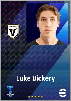 Luke Vickery eFootball 2026 player card, 67 OVR RMF