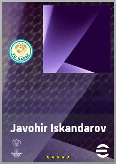 Javohir Iskandarov eFootball 2026 player card, 58 OVR CMF
