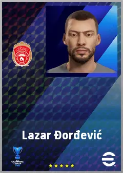 Lazar Đorđević eFootball 2026 player card, 66 OVR CB