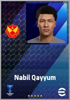 Nabil Qayyum eFootball 2026 player card, 60 OVR RWF