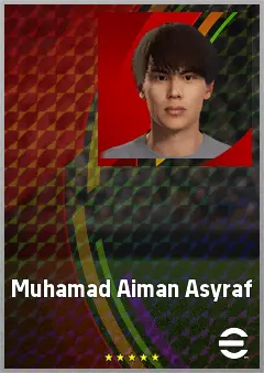 Muhamad Aiman Asyraf eFootball 2026 player card, 61 OVR RWF