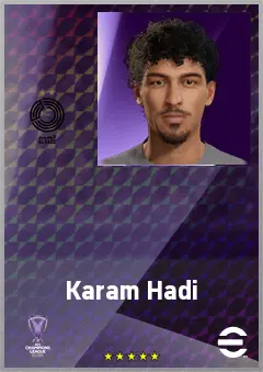 Karam Hadi eFootball 2026 player card, 62 OVR CB