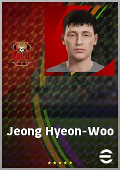 Jeong Hyeon-Woo eFootball 2026 player card, 62 OVR LWF