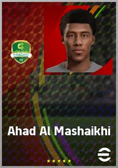 Ahad Al Mashaikhi eFootball 2026 player card, 62 OVR DMF