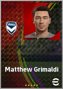 Matthew Grimaldi eFootball 2026 player card, 68 OVR RWF