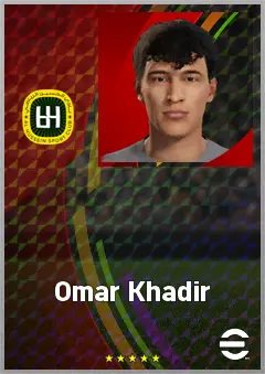 Omar Khadir eFootball 2026 player card, 65 OVR RMF