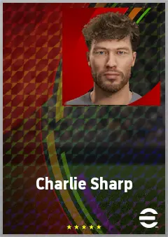 Charlie Sharp eFootball 2026 player card, 64 OVR CF