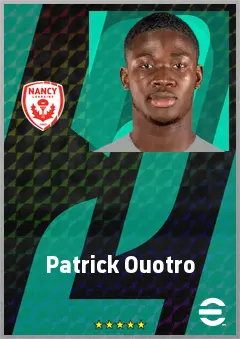 Patrick Ouotro eFootball 2026 player card, 64 OVR CF