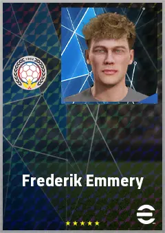 Frederik Emmery eFootball 2026 player card, 63 OVR LWF