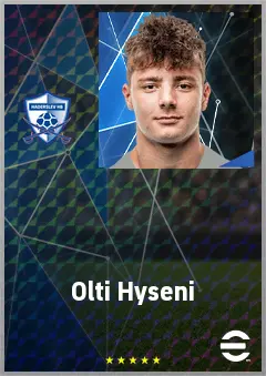 Olti Hyseni eFootball 2026 player card, 65 OVR LWF