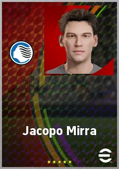 Jacopo Mirra eFootball 2026 player card, 65 OVR CB