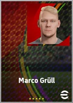 Marco Grüll eFootball 2026 player card, 71 OVR LWF