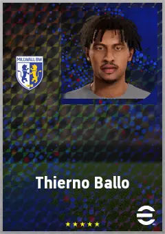 Thierno Ballo eFootball 2026 player card, 69 OVR LWF